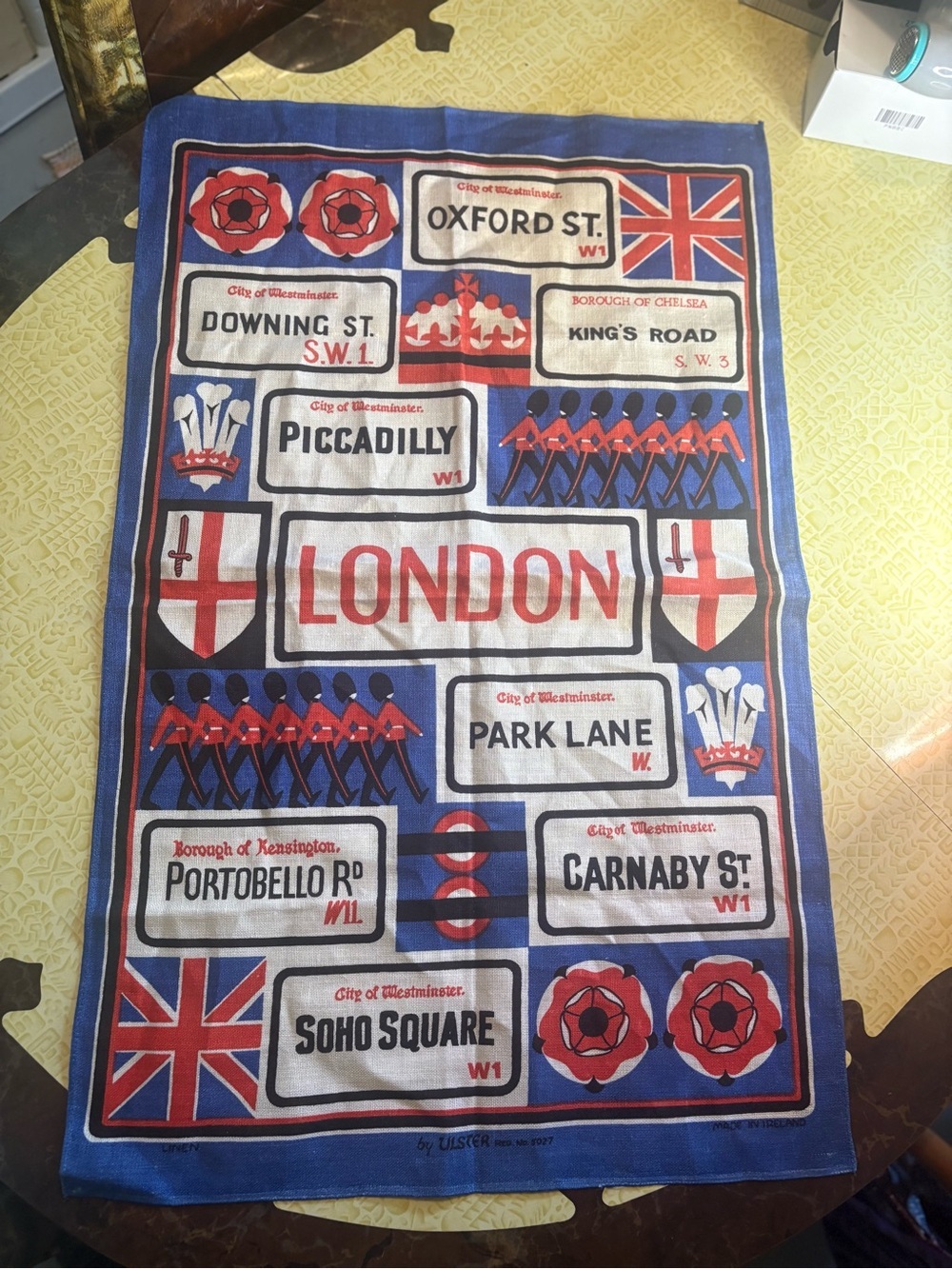 Vintage London Landmark Tea Towel - Bold Red, Blue & White